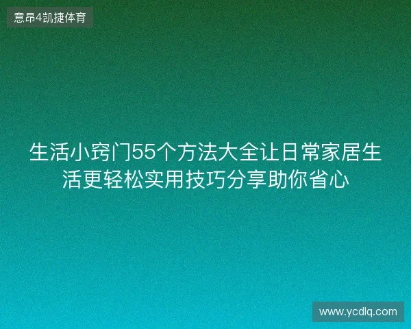 生活小窍门55个方法大全让日常家居生活更轻松实用技巧分享助你省心
